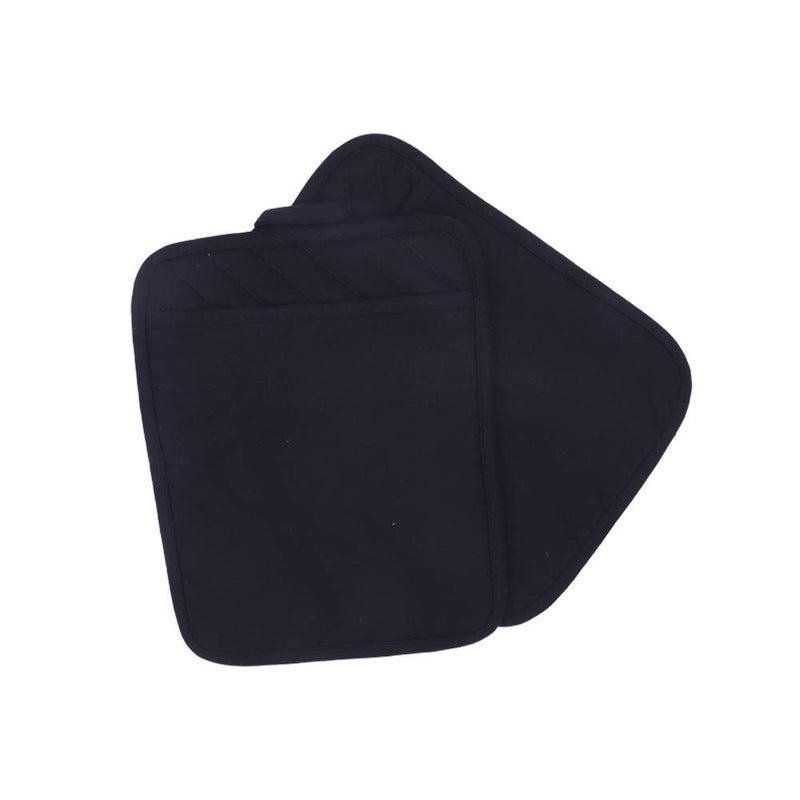 ANYI nyi Pot Holders for Kitchen Heat Resistant, Cotton Hot Pads for Kitchen Counter Table, Black Pot Holders with Pocket - Image 5